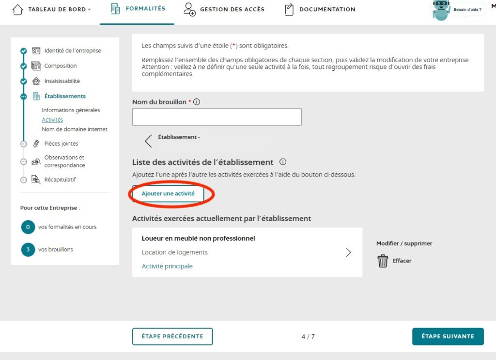 Ajouter un bien à son activité LMNP